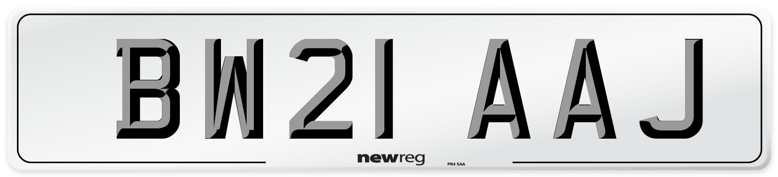 BW21 AAJ Number Plate from New Reg